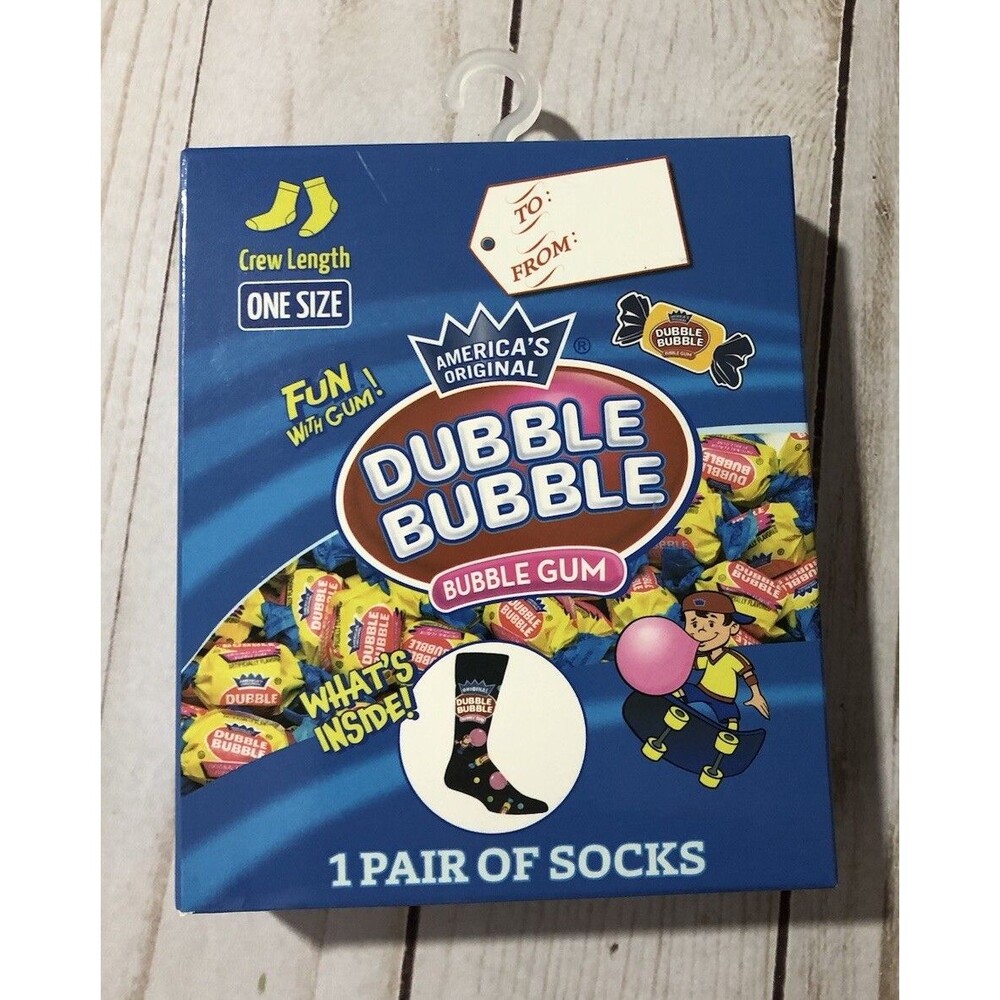 Double Dubble Bubble Gum Novelty Funky Crew Socks Pair Sockopath Gift One Sz NEW